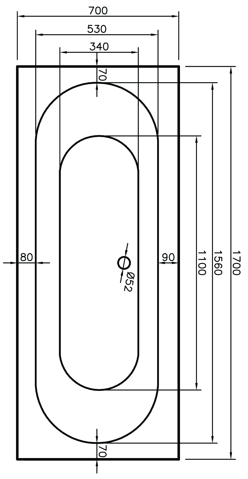 Alaska Double Ended Bath 1700 x 700mm 2 Alaska Double Ended Bath 1700 x 700mm - Image 2