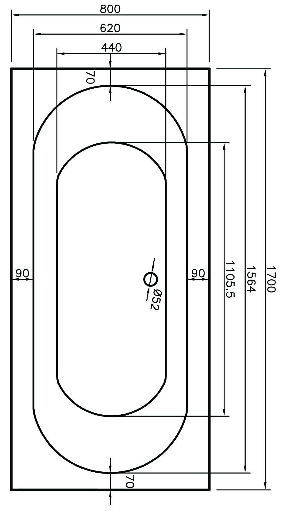 Alaska Double Ended Bath 1700 x 700mm 3 Alaska Double Ended Bath 1700 x 700mm - Image 3