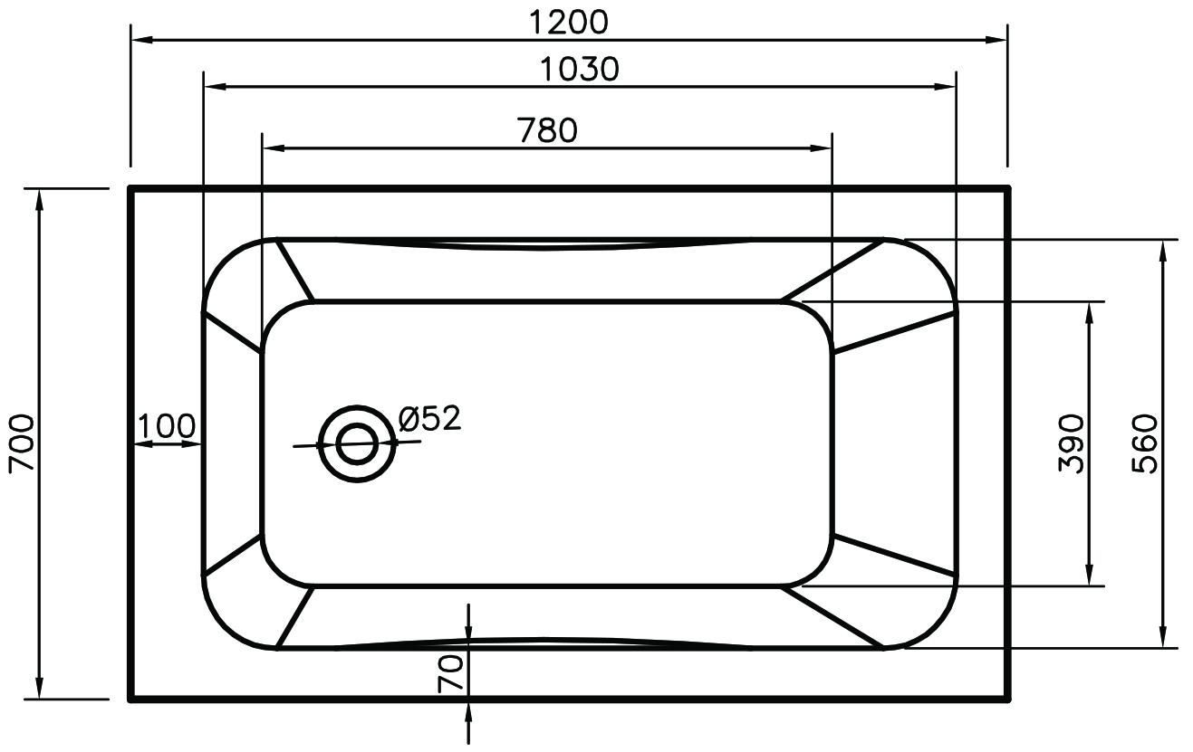 Dakota Single Ended Bath 1200 x 700mm 2 Dakota Single Ended Bath 1200 x 700mm - Image 2