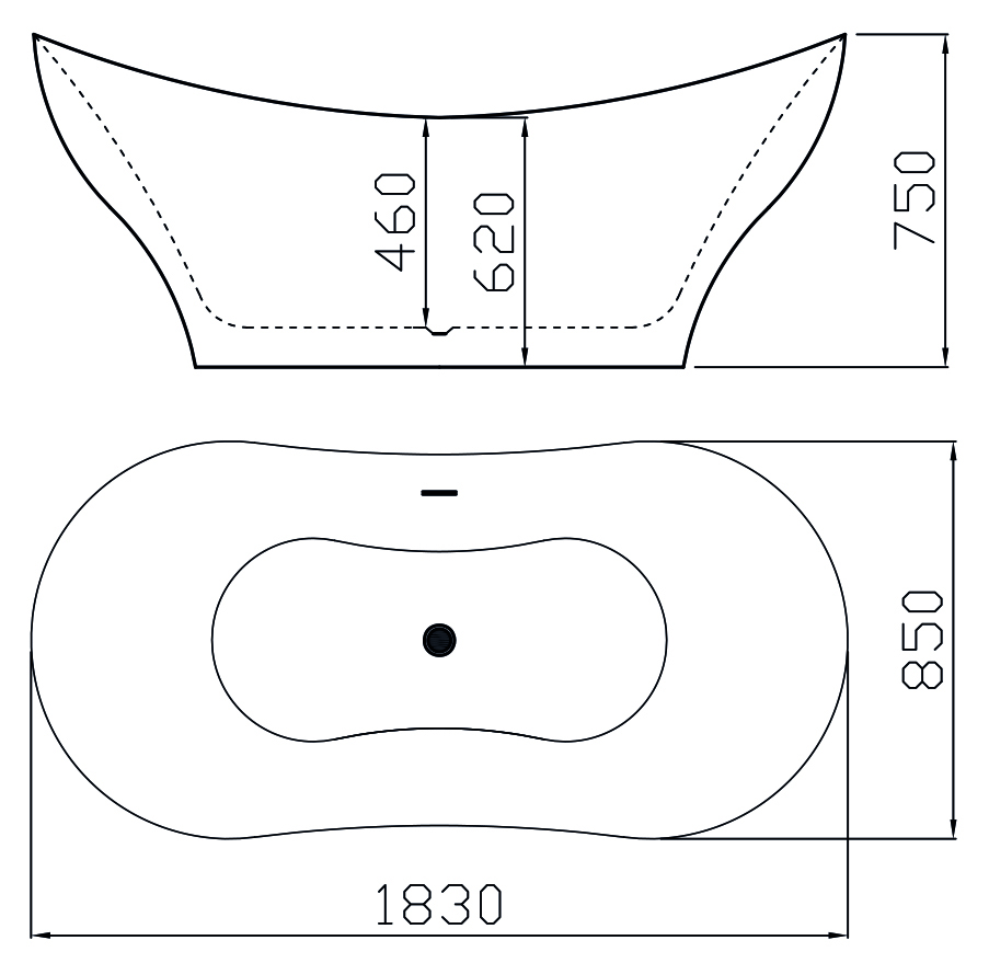 Oslo 1830 x 850 Freestanding Bath 5 Oslo 1830 x 850 Freestanding Bath - Image 5