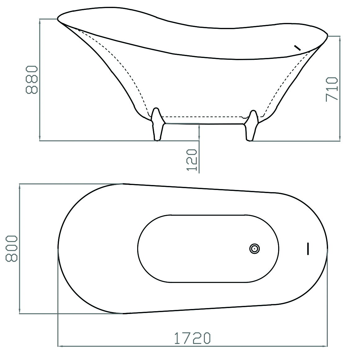 Vienna 1720 x 800 Freestanding Bath 5 Vienna 1720 x 800 Freestanding Bath - Image 5